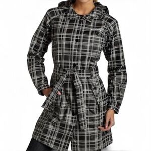 Columbia Black and Gray Trench Coat with Hood